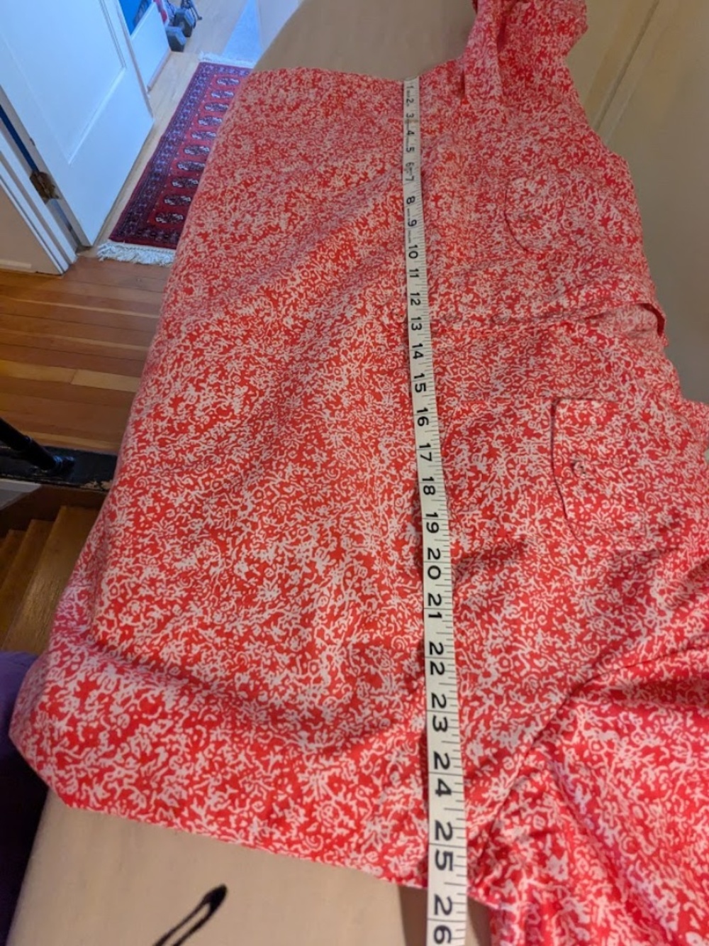 Lucy & Laurel Cotton Popover Blouse, Coral & White, Plus Size 2x - Picture 6 of 7